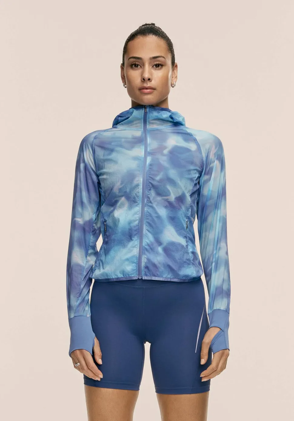 Casall Women's Breeze Printed Running Jacket Breeze Blue Shadow
