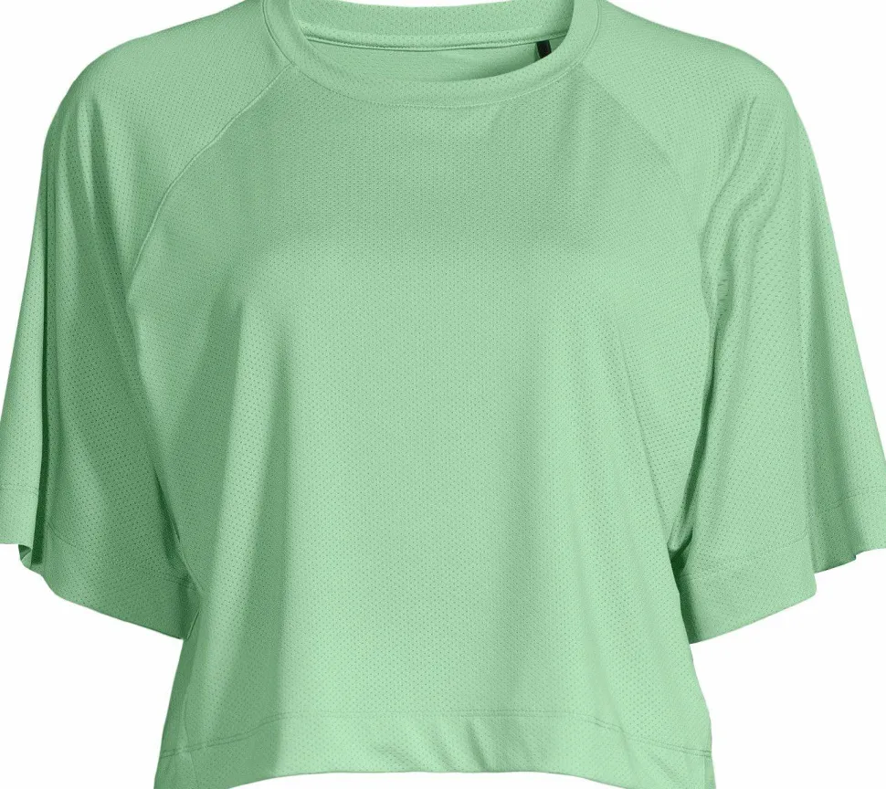 Casall Women's Laser Mesh Crop Tee Apple Crush