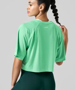 Casall Women's Laser Mesh Crop Tee Apple Crush