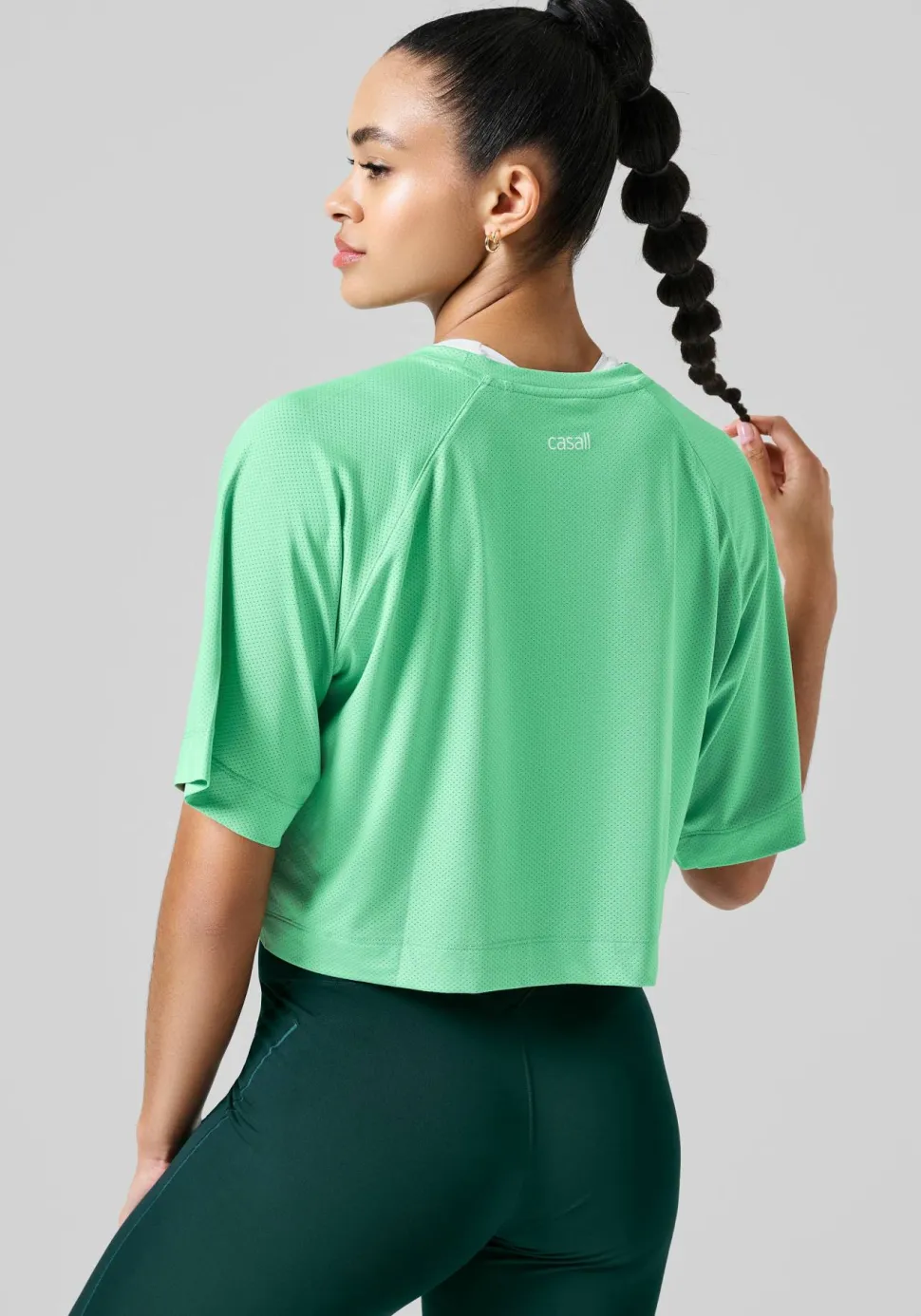 Casall Women's Laser Mesh Crop Tee Apple Crush