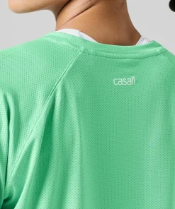 Casall Women's Laser Mesh Crop Tee Apple Crush
