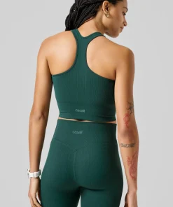 Casall Women's Multi Rib Seamless Padded Sports Top Dark Pine