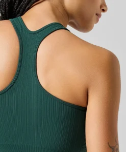 Casall Women's Multi Rib Seamless Padded Sports Top Dark Pine