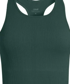 Casall Women's Multi Rib Seamless Padded Sports Top Dark Pine