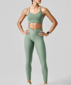 Casall Women's Overlap High Waist Tights Dusty Green Clearance