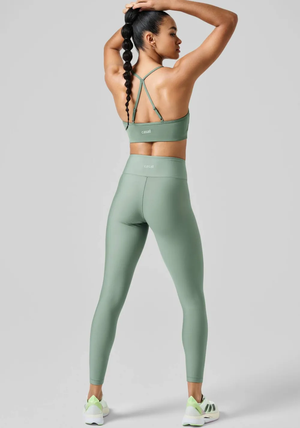 Casall Women's Overlap High Waist Tights Dusty Green Clearance
