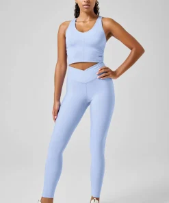 Casall Women's Overlap High Waist Tights Breeze Blue New