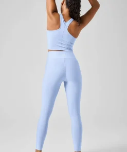 Casall Women's Overlap High Waist Tights Breeze Blue New