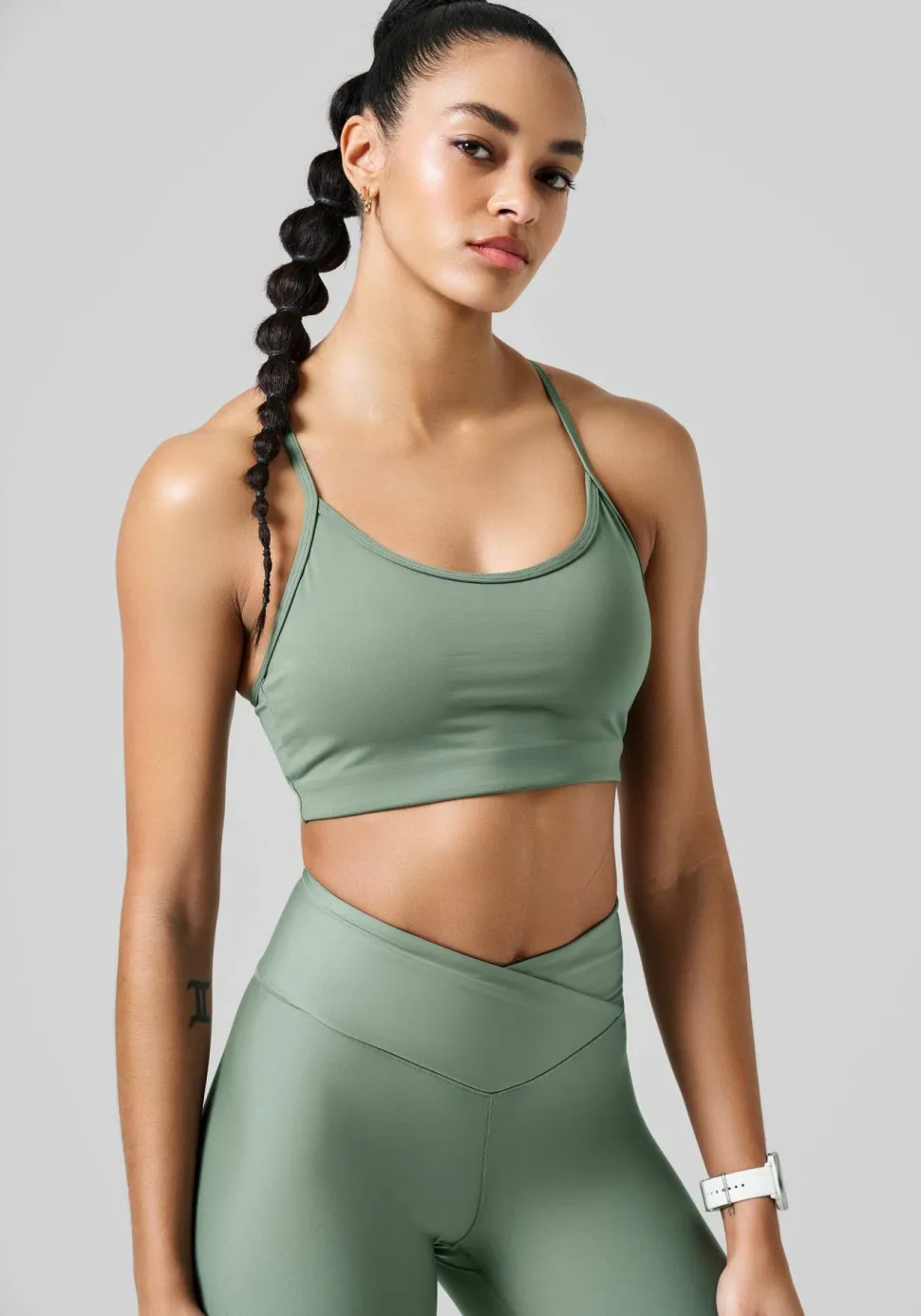 Casall Women's Sleek Strappy Sports Bra Dusty Green