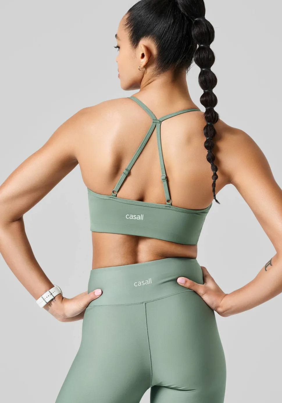 Casall Women's Sleek Strappy Sports Bra Dusty Green