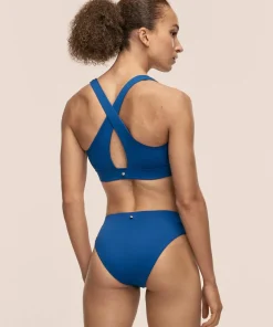 Casall Women's V-Neck Crossback Bikini Top Blue Teel