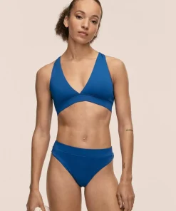 Casall Women's V-Neck Crossback Bikini Top Blue Teel