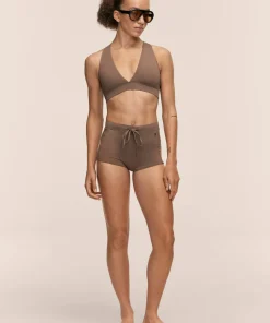 Casall Women's V-Neck Crossback Bikini Top Warm Khaki
