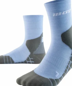 CEP Men's Hiking Light Merino Mid Cut Compression Socks Light Blue Clearance
