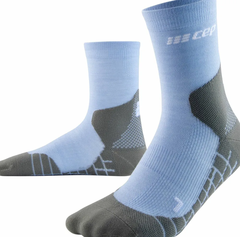 CEP Men's Hiking Light Merino Mid Cut Compression Socks Light Blue Clearance