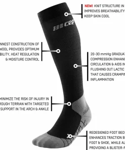 CEP Women's Hiking Light Merino Tall Compression Socks Black Clearance