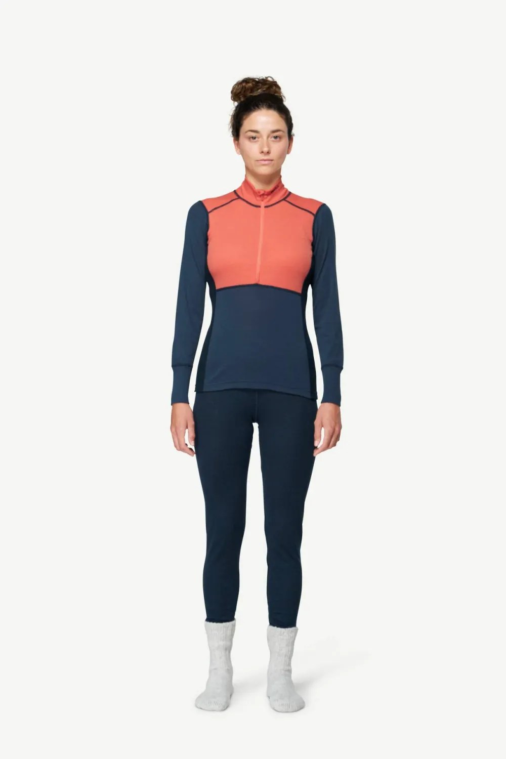 Devold Women's Lauparen Merino 190 Zip Neck Coral/Night/Ink Clearance
