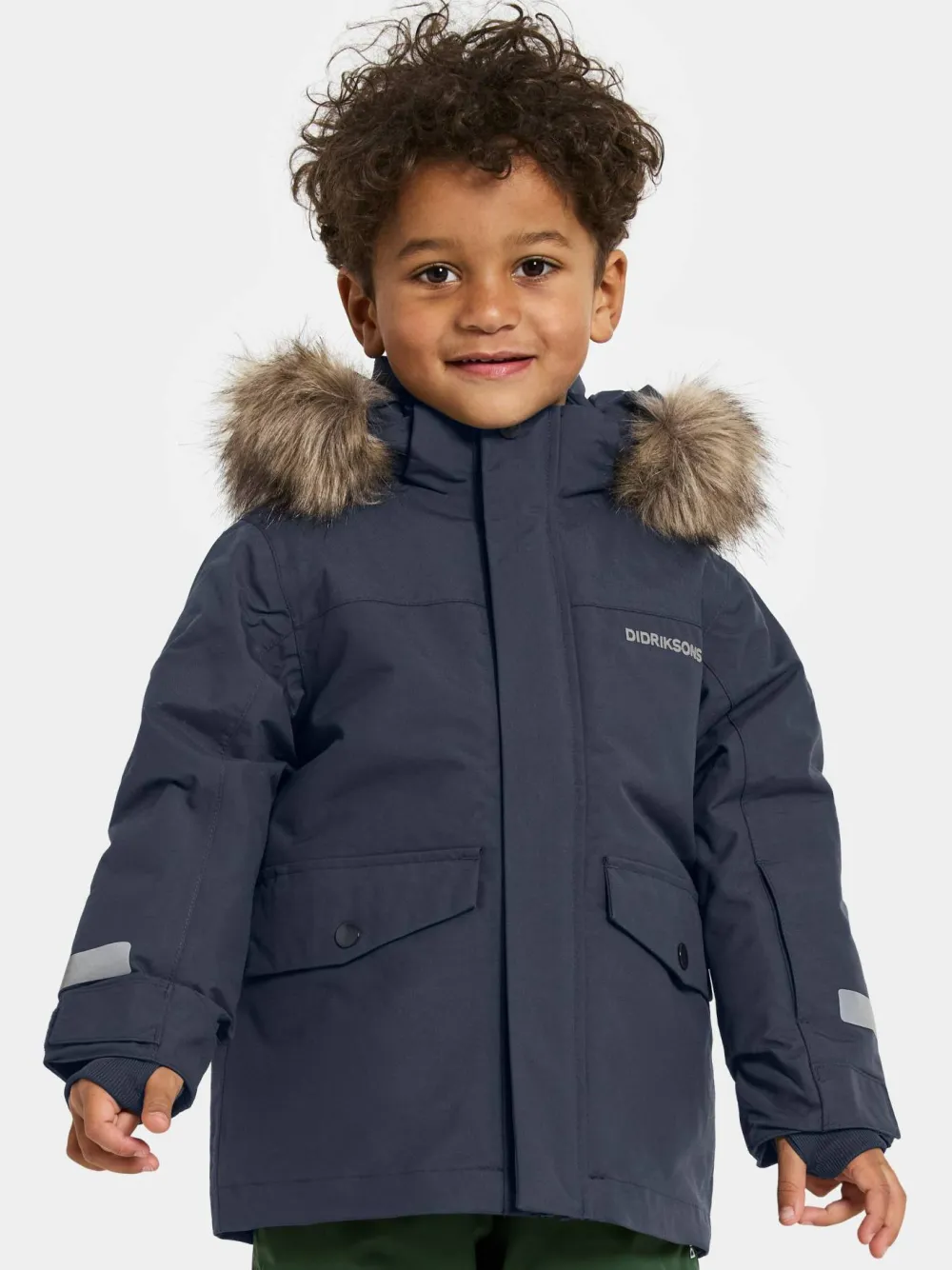 Didriksons Kids' Bjärven Parka 4 Navy Hot