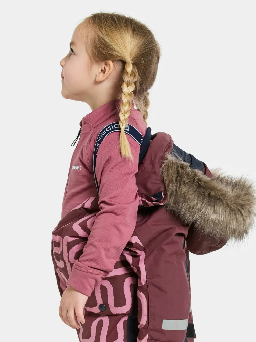 Didriksons Kids' Bjärven Printed Coverall 2 Path S Pink Hot