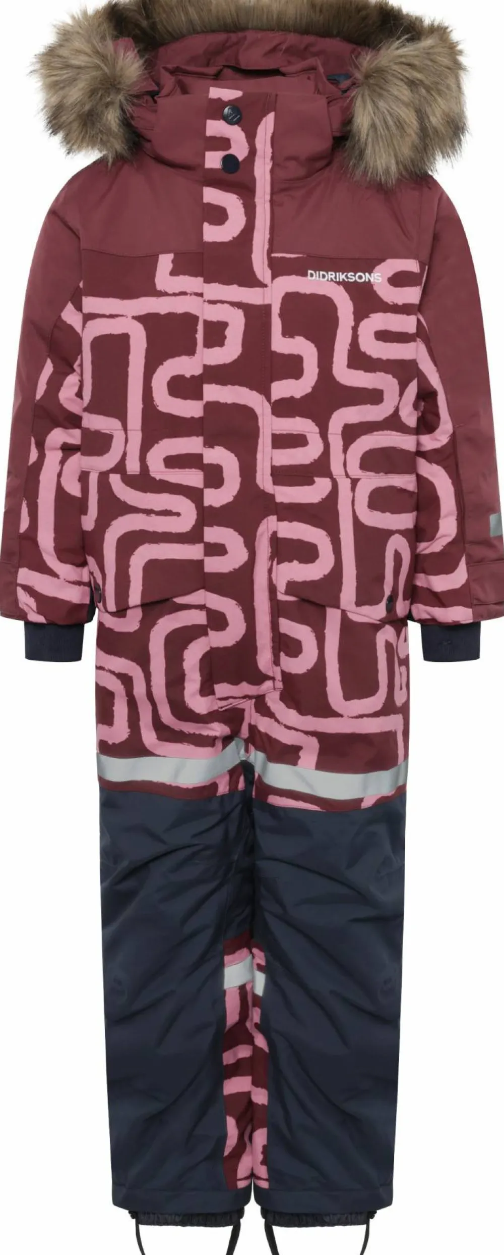 Didriksons Kids' Bjärven Printed Coverall 2 Path S Pink Hot
