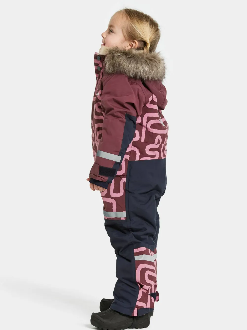 Didriksons Kids' Bjärven Printed Coverall 2 Path S Pink Hot