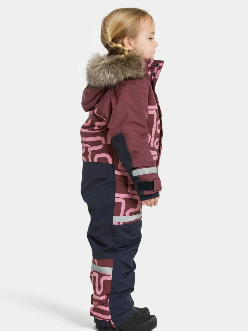 Didriksons Kids' Bjärven Printed Coverall 2 Path S Pink Hot