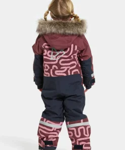 Didriksons Kids' Bjärven Printed Coverall 2 Path S Pink Hot