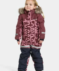 Didriksons Kids' Bjärven Printed Coverall 2 Path S Pink Hot