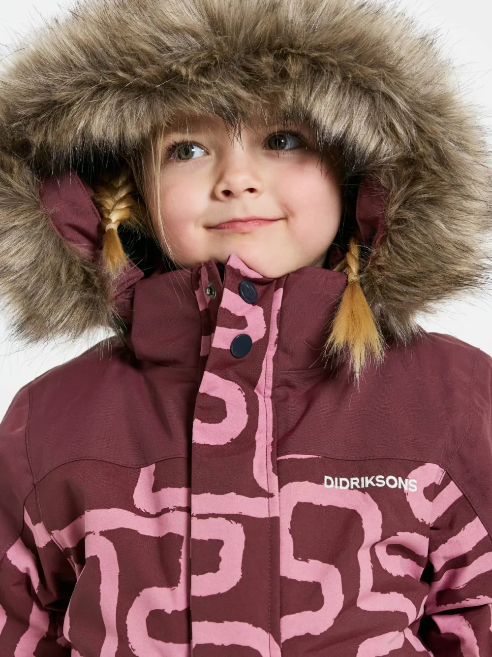 Didriksons Kids' Bjärven Printed Coverall 2 Path S Pink Hot