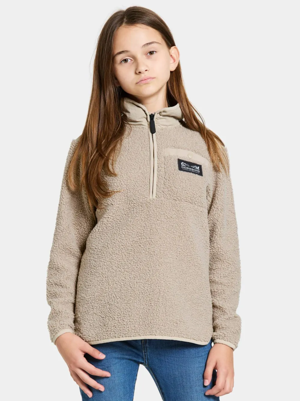 Didriksons Kids' Exa Half Zip Beach Beige Outlet