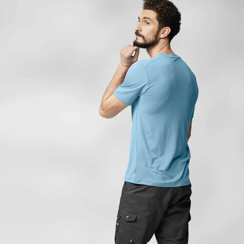 Fjällräven Men's Abisko Wool Logo Short Sleeve Light Fossil
