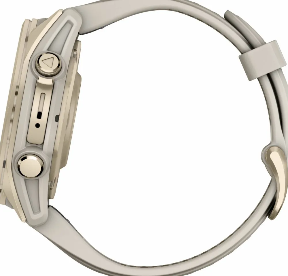 Garmin Fenix 8 Amoled 43mm, Sapphire Soft Gold - Fog Grey/Sandstone Silicone Strap New