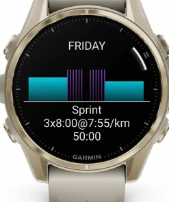 Garmin Fenix 8 Amoled 43mm, Sapphire Soft Gold - Fog Grey/Sandstone Silicone Strap New