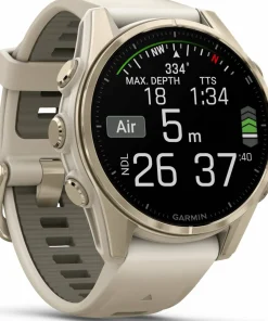 Garmin Fenix 8 Amoled 43mm, Sapphire Soft Gold - Fog Grey/Sandstone Silicone Strap New