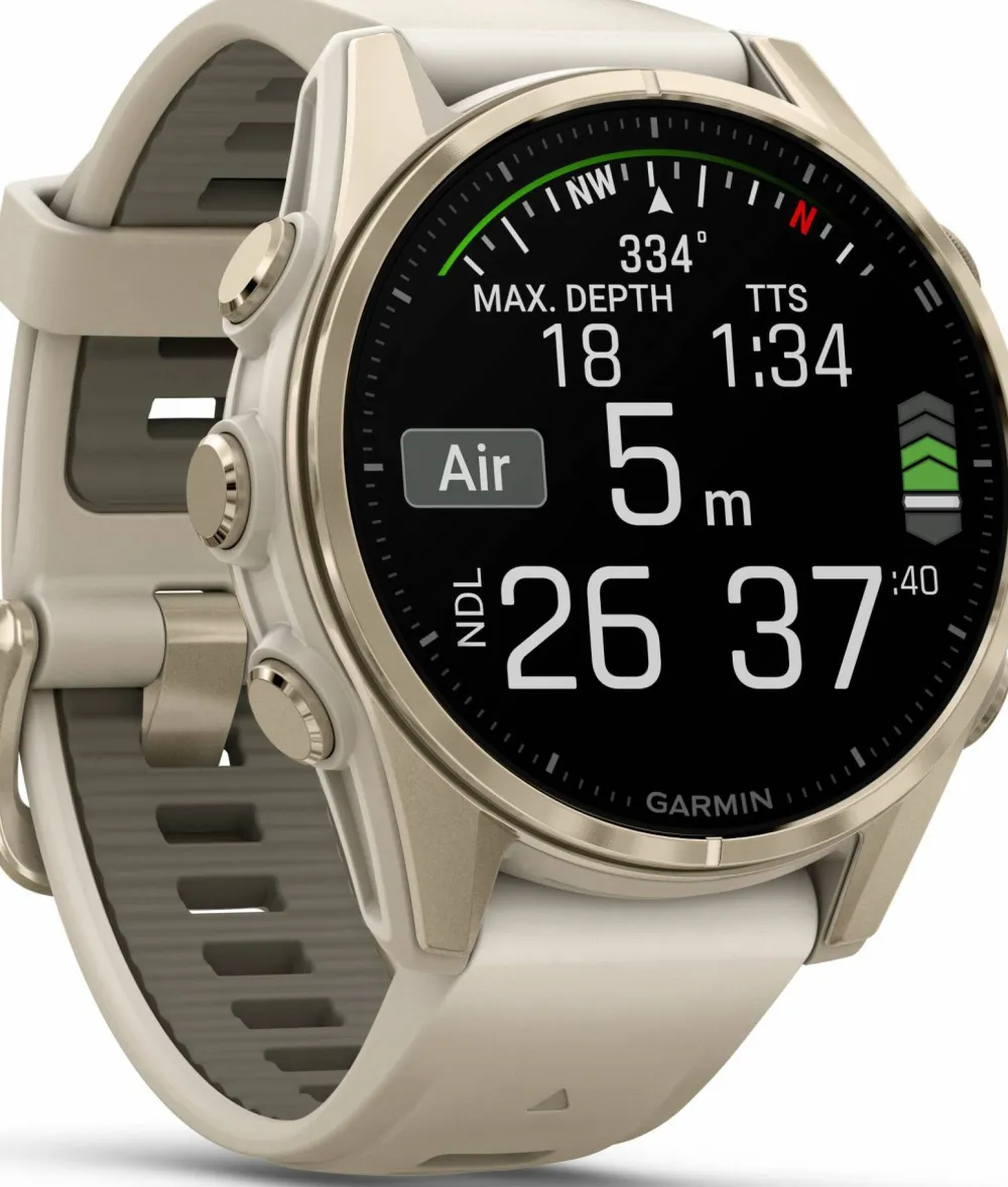 Garmin Fenix 8 Amoled 43mm, Sapphire Soft Gold - Fog Grey/Sandstone Silicone Strap New