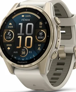 Garmin Fenix 8 Amoled 43mm, Sapphire Soft Gold - Fog Grey/Sandstone Silicone Strap New