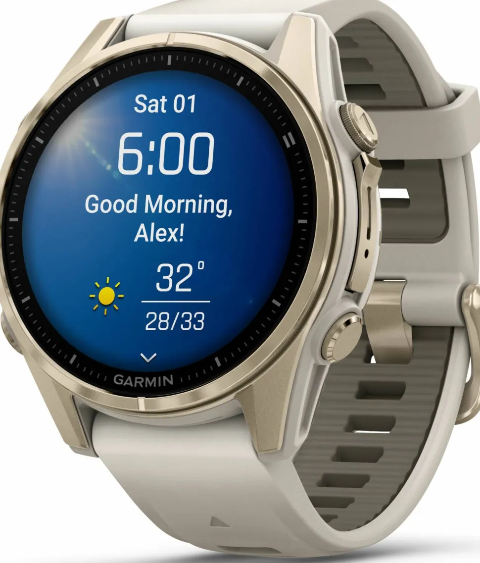 Garmin Fenix 8 Amoled 43mm, Sapphire Soft Gold - Fog Grey/Sandstone Silicone Strap
