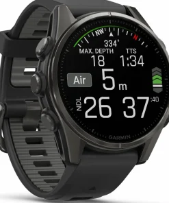Clearance Fenix 8 Amoled 43mm, Sapphire Carbon Gray DLC Titanium - Black/Pebble Grey Silicone Strap Elektronik|Träning