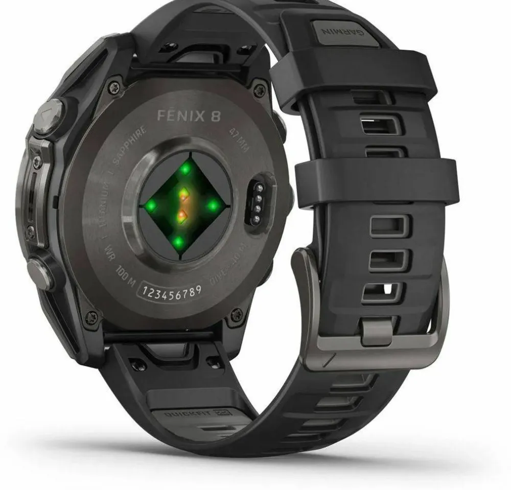 Best Fenix 8 Amoled 47mm, Sapphire Carbon Gray DLC Titanium - Black/Pebble Grey Silicone Strap Elektronik|Löpning