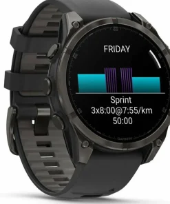 Best Fenix 8 Amoled 47mm, Sapphire Carbon Gray DLC Titanium - Black/Pebble Grey Silicone Strap Elektronik|Löpning