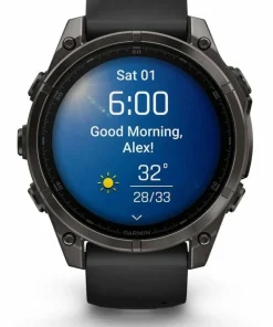 Best Fenix 8 Amoled 47mm, Sapphire Carbon Gray DLC Titanium - Black/Pebble Grey Silicone Strap Elektronik|Löpning