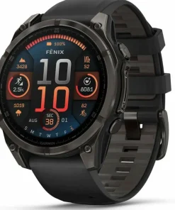 Best Fenix 8 Amoled 47mm, Sapphire Carbon Gray DLC Titanium - Black/Pebble Grey Silicone Strap Elektronik|Löpning