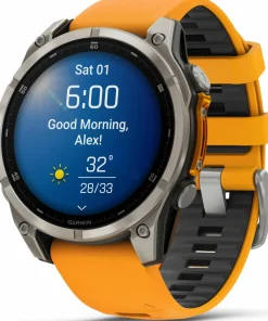 New Fenix 8 Amoled 47mm, Sapphire Titanium - Spark Orange/Graphite Silicone Strap Elektronik