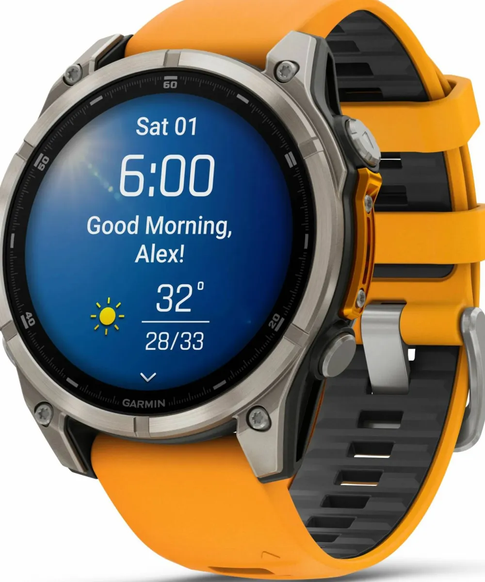 New Fenix 8 Amoled 47mm, Sapphire Titanium - Spark Orange/Graphite Silicone Strap Elektronik