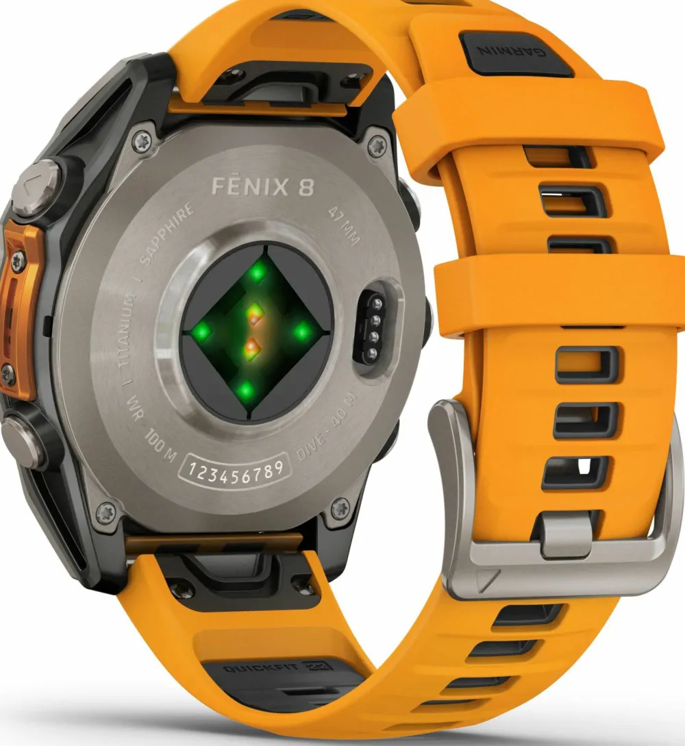 New Fenix 8 Amoled 47mm, Sapphire Titanium - Spark Orange/Graphite Silicone Strap Elektronik