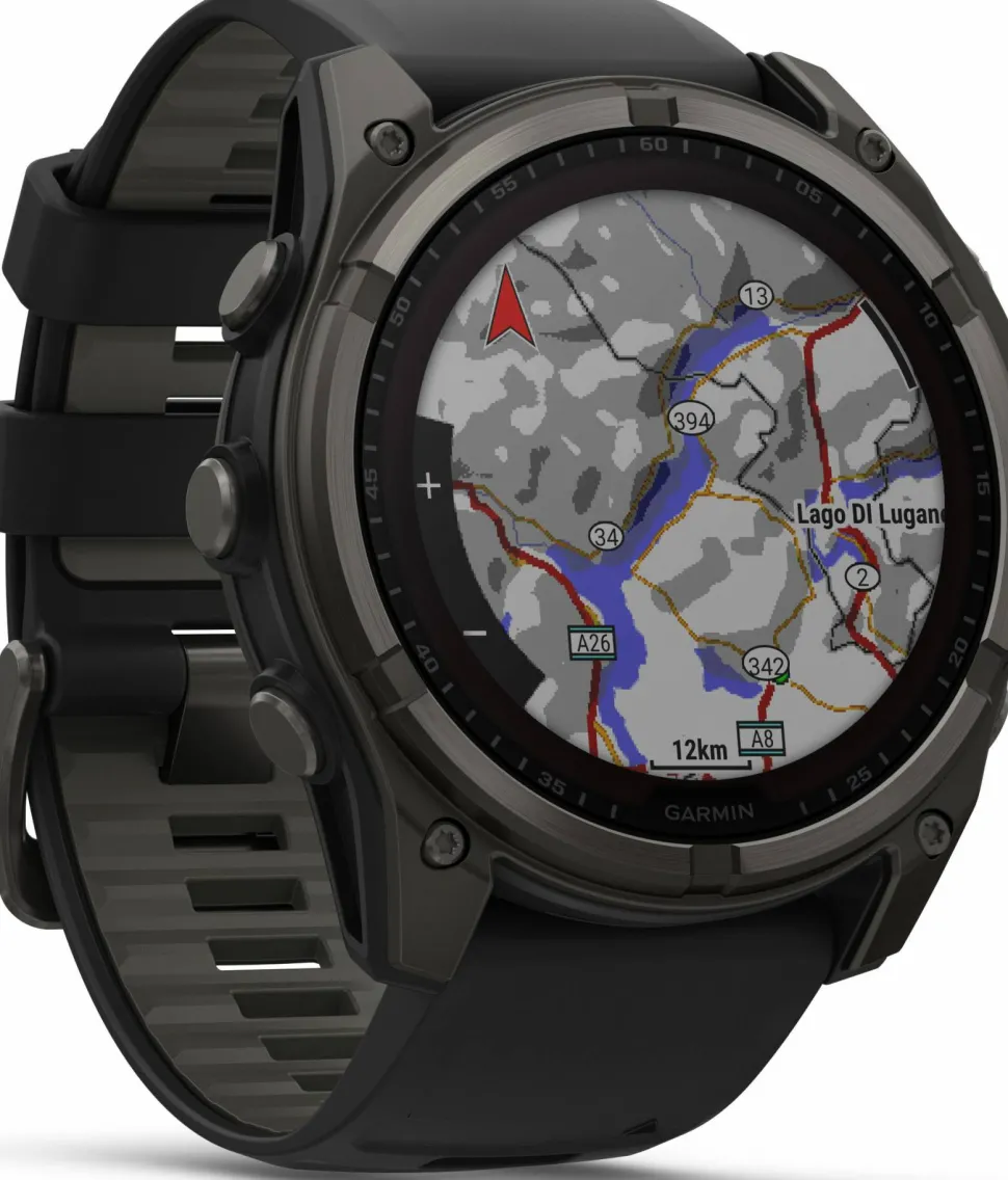 Garmin Fenix 8 Solar 51mm, Sapphire Solar Carbon Gray DLC Titanium - Black/Pebble Grey Silicone Strap