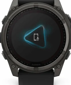 Garmin Fenix 8 Solar 51mm, Sapphire Solar Carbon Gray DLC Titanium - Black/Pebble Grey Silicone Strap