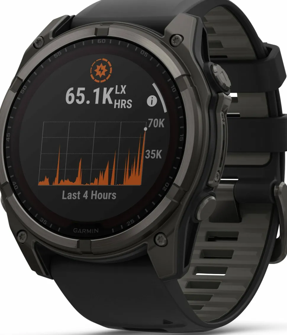 Garmin Fenix 8 Solar 51mm, Sapphire Solar Carbon Gray DLC Titanium - Black/Pebble Grey Silicone Strap