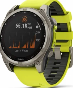 Garmin Fenix 8 Solar 47mm, Sapphire Solar Titanium - Amp Yellow/Graphite Silicone Strap