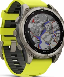 Garmin Fenix 8 Solar 47mm, Sapphire Solar Titanium - Amp Yellow/Graphite Silicone Strap